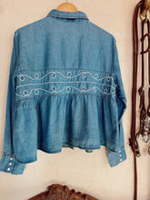 Load image into Gallery viewer, The Loopty Lou Long Sleeve Denim Top-L/XL

