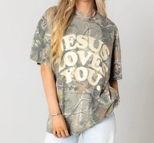 Load image into Gallery viewer, The Camo Jesus Loves You T-Shirt
