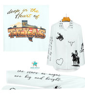 Load image into Gallery viewer, Baha Ranch Deep in the Heart of Texas Graphic Button Up Western Blouse
