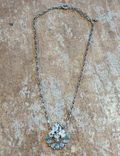 Load image into Gallery viewer, White Spade Stone Necklace &amp; Earring Set – Turquoise + AB Crystal Western Glam Set
