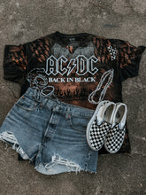 Load image into Gallery viewer, Handmade by me. Upcycled AC/DC Back in Black Bleached Patchwork Tee (One of a Kind)

