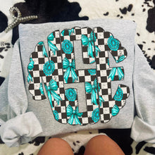 Load image into Gallery viewer, Custom checkered &amp; turquoise mono- Multiple Styles &amp; Colors
