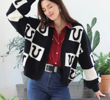 Load image into Gallery viewer, The Horseshoe Cardigan in Black LARGE
