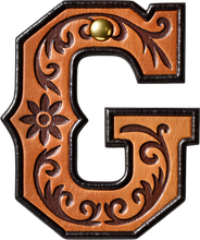 Load image into Gallery viewer, Monogrammed Initial Western Leather Look Saddle Longhorn Cowboy Cowgirl Kitchen Dish Towels Made in America

