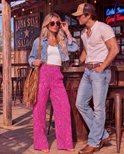 Load image into Gallery viewer, Baha Ranch Pink Paisley Bandana Wide Leg Pants
