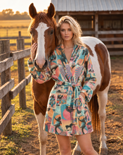 Load image into Gallery viewer, Baha Ranch Honky Tonk Kitsch Desert Vibes Minky Fleece Robe
