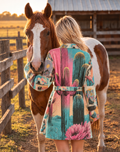 Load image into Gallery viewer, Baha Ranch Honky Tonk Kitsch Desert Vibes Minky Fleece Robe
