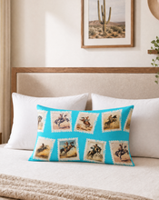 Load image into Gallery viewer, Baha Ranch Cowboy Stamp Turquoise Pillowcase Made in America
