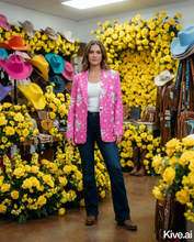 Load image into Gallery viewer, Baha Ranch Hot Pink YEEHAW Rhinestone Cowgirl Blazer
