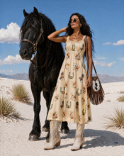 Load image into Gallery viewer, Baha Ranch Floral Horse Western Country Girl High Waist Sun Dress
