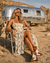 Load image into Gallery viewer, Baha Ranch Country Girl Feather Print High Waist Sun Dress
