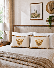 Load image into Gallery viewer, Baha Ranch Howdy Highland Pillowcase Made in America
