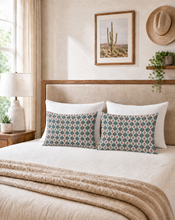Load image into Gallery viewer, Baha Ranch Teal Aztec Pillowcase Made in America
