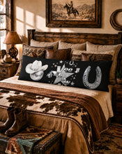 Load image into Gallery viewer, Baha Ranch Yeehaw Rhinestone Cowgirl Body Pillow Cover Made in America
