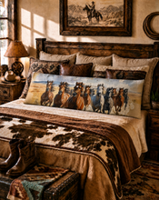 Load image into Gallery viewer, Baha Ranch Running Horses Western Body Pillow Cover Made in America
