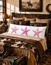 Load image into Gallery viewer, Baha Ranch Pink Cowgirl Stars Body Pillow Cover Made in America
