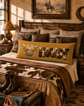 Load image into Gallery viewer, Baha Ranch Howdy Highland Western Body Pillow Made in America
