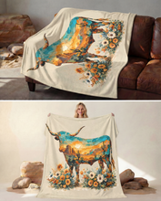 Load image into Gallery viewer, Baha Ranch Painted Longhorn Throw Blanket 60" x 80" Made in America
