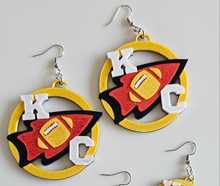 Load image into Gallery viewer, 3D Print Chiefs Earrings Keychain Red Kingdom Kansas City KC Football
