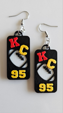 Load image into Gallery viewer, 3D Print KC Chiefs Player Number Football Earrings choice of number
