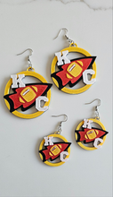 Load image into Gallery viewer, 3D Print Chiefs Earrings Keychain Red Kingdom Kansas City KC Football
