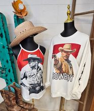 Load image into Gallery viewer, Black White Cowboy Vintage Tank Top
