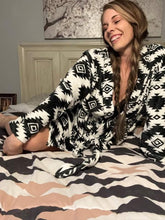 Load image into Gallery viewer, Black Aztec Women's Western Bath Robe
