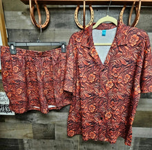 Load image into Gallery viewer, Leather Floral Print Women&#39;s Pajama Set
