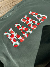 Load image into Gallery viewer, Strawberry mama print moss comfort color tee
