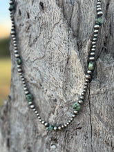 Load image into Gallery viewer, Sterling Silver Turquoise Flat Bead Necklace
