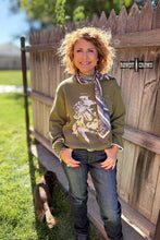 Load image into Gallery viewer, DS OLIVE Wild &amp; Western Sweater
