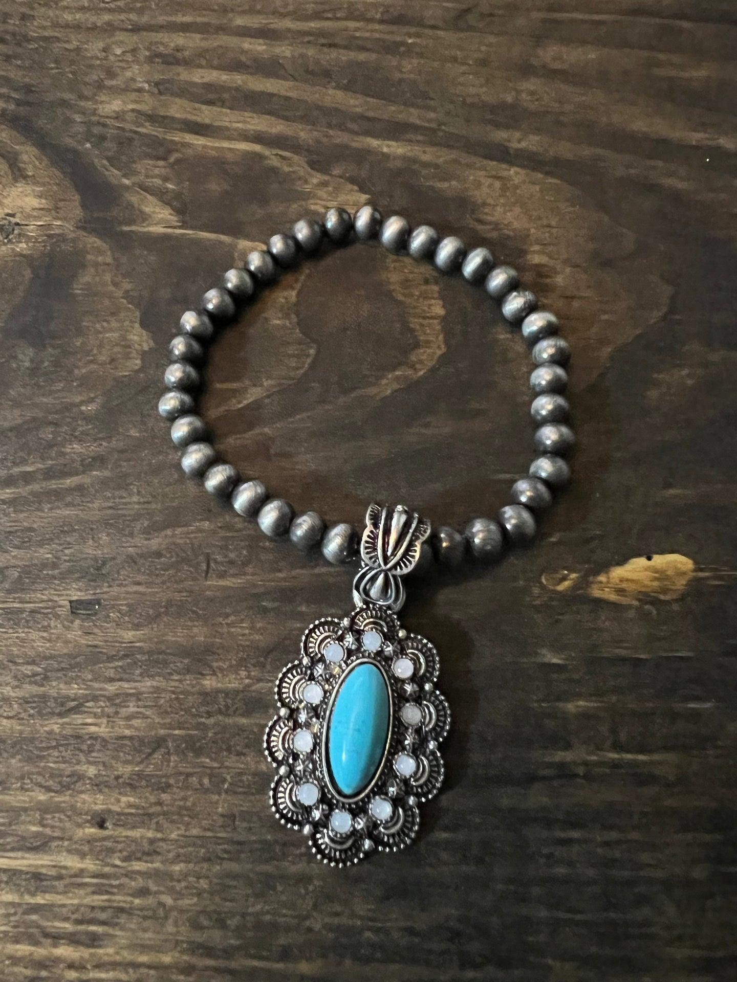 Turquoise pendent  stretch bracelet