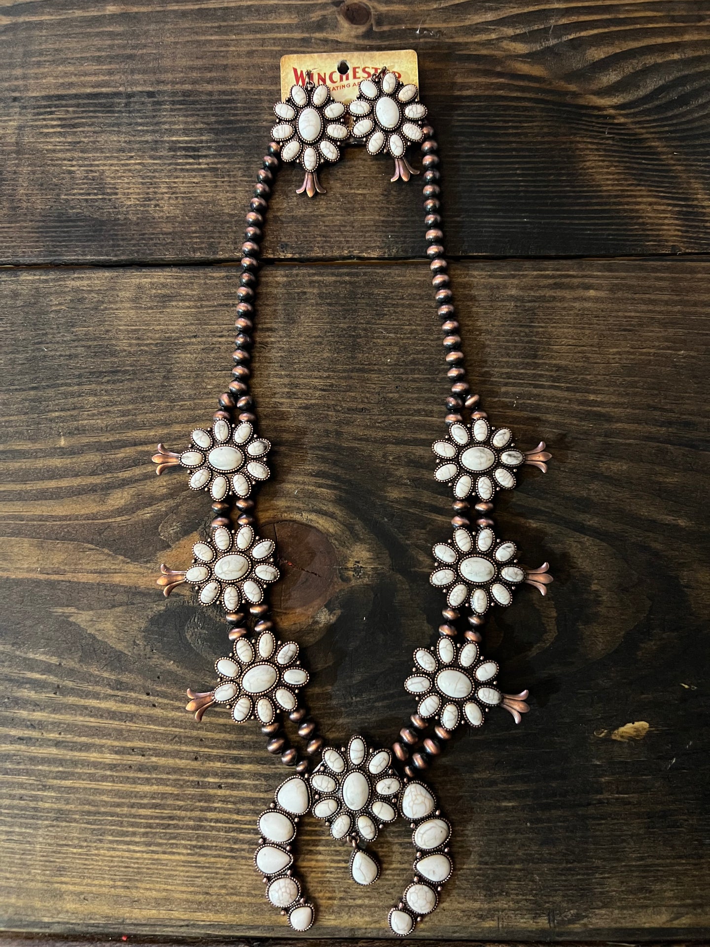 Copper cowgirl Squash Blossom Necklace set