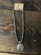 Load image into Gallery viewer, Navajo pearl indian buffalo reversable pendant Necklace set
