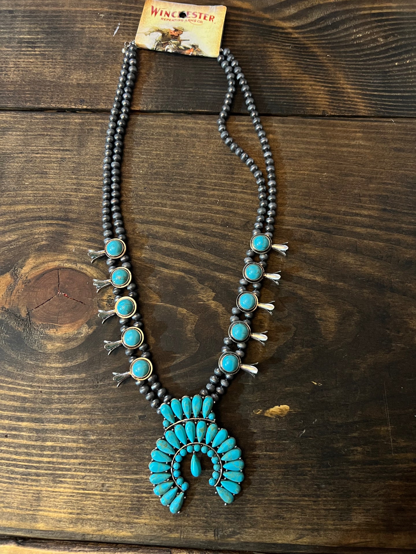Mini Sister Turquoise Squash Blossom Necklace