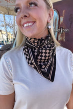 Load image into Gallery viewer, DS SMALL Tan Checkered Out Wild Rag/ Scarf
