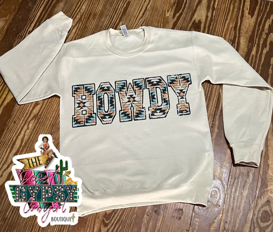 Aztec Howdy On Cream Sweatshirt
