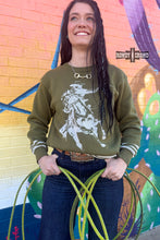 Load image into Gallery viewer, DS OLIVE Wild &amp; Western Sweater
