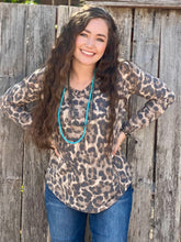 Load image into Gallery viewer, Fuzzy Leopard Long-Sleeve V-Neck Top
