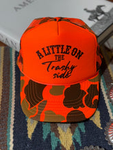 Load image into Gallery viewer, A Little On The Trashy Side Orange Camo Trucker Hat
