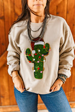 Load image into Gallery viewer, Christmas Cactus Sequins Patch Sweatshirt
