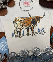 Load image into Gallery viewer, Texas Longhorn Bluebonnet Graphic Tee
