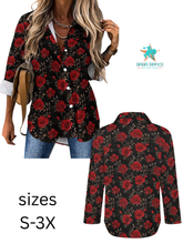 Load image into Gallery viewer, Colores De Mexico Romantic Red Roses Button Up Blouse
