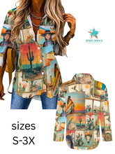Load image into Gallery viewer, Baha Ranch Colores de Mexico Pictures of the Southwest Button up Blouse
