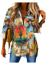 Load image into Gallery viewer, Baha Ranch Colores de Mexico Pictures of the Southwest Button up Blouse
