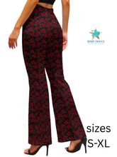 Load image into Gallery viewer, Colores de Mexico Romantic Red Roses Flare Pants
