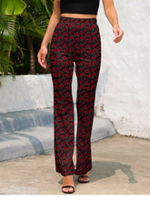 Load image into Gallery viewer, Colores de Mexico Romantic Red Roses Flare Pants

