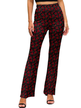 Load image into Gallery viewer, Colores de Mexico Romantic Red Roses Flare Pants
