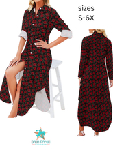 Load image into Gallery viewer, Baha Ranch Colores de Mexico Romantic Roses Button-Up Long Sleeve Shirt Dress
