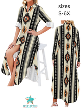 Load image into Gallery viewer, Baha Ranch Colores de Mexico Southwestern Aztec Button-Up Long Sleeve Shirt Dress
